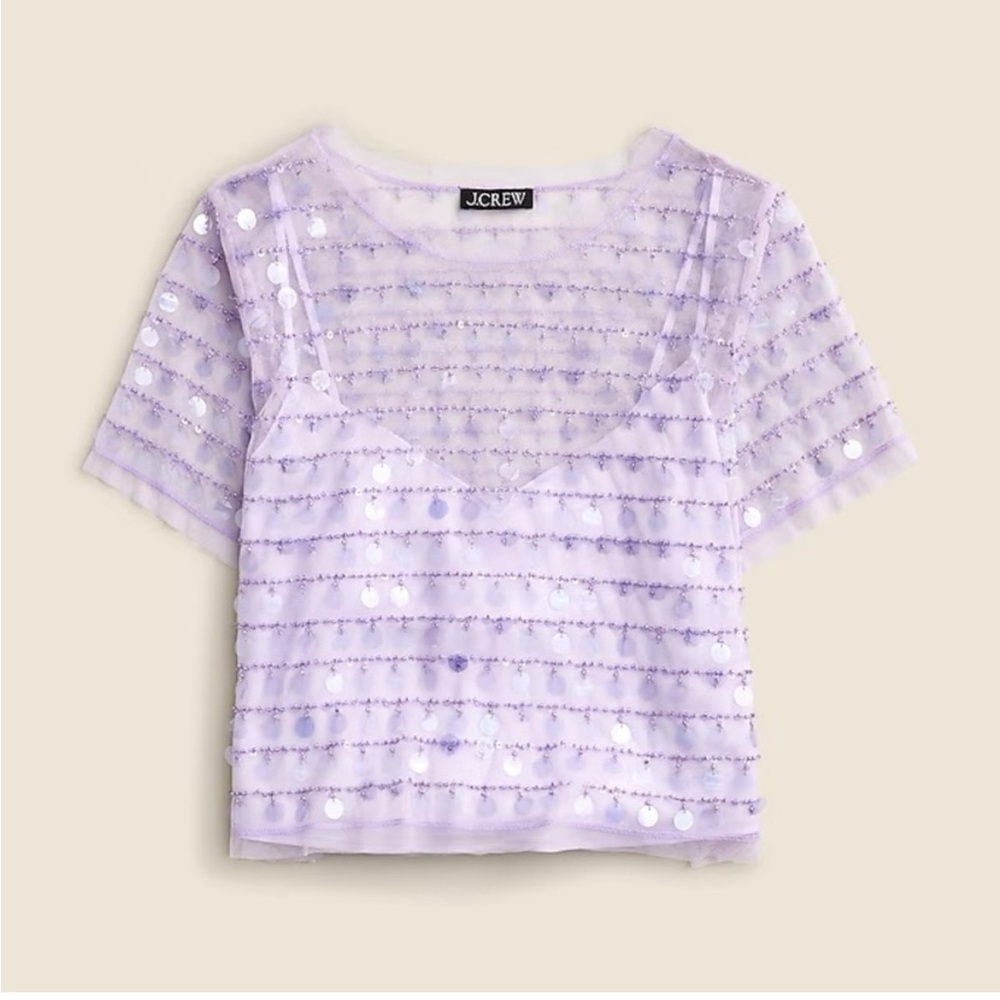 J. Crew Collection Lilac Sequin Blouse - NWT